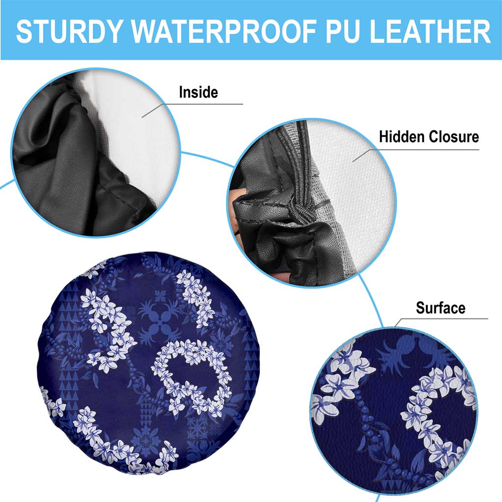 Mokihana Maile and Ilima Leis Spare Tire Cover Uliuli Hawaiian Tapa Quilt Pattern - Polynesian Pride