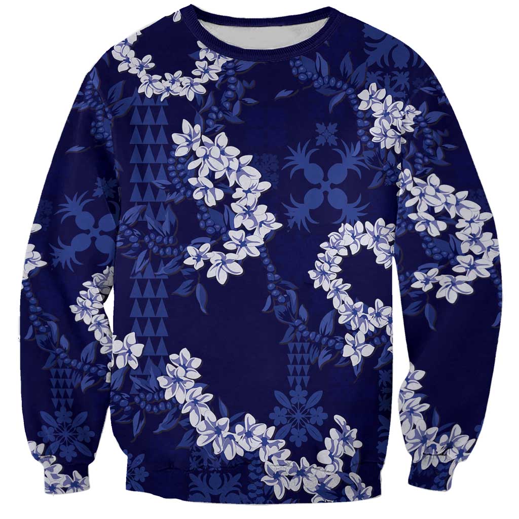 Mokihana Maile and Ilima Leis Sweatshirt Uliuli Hawaiian Tapa Quilt Pattern - Polynesian Pride