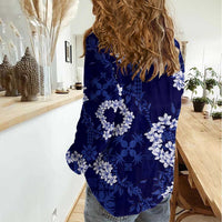 Mokihana Maile and Ilima Leis Women Casual Shirt Uliuli Hawaiian Tapa Quilt Pattern - Polynesian Pride
