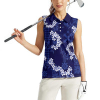 Mokihana Maile and Ilima Leis Women Sleeveless Polo Shirt Uliuli Hawaiian Tapa Quilt Pattern - Polynesian Pride