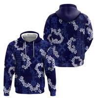 Mokihana Maile and Ilima Leis Zip Hoodie Uliuli Hawaiian Tapa Quilt Pattern - Polynesian Pride