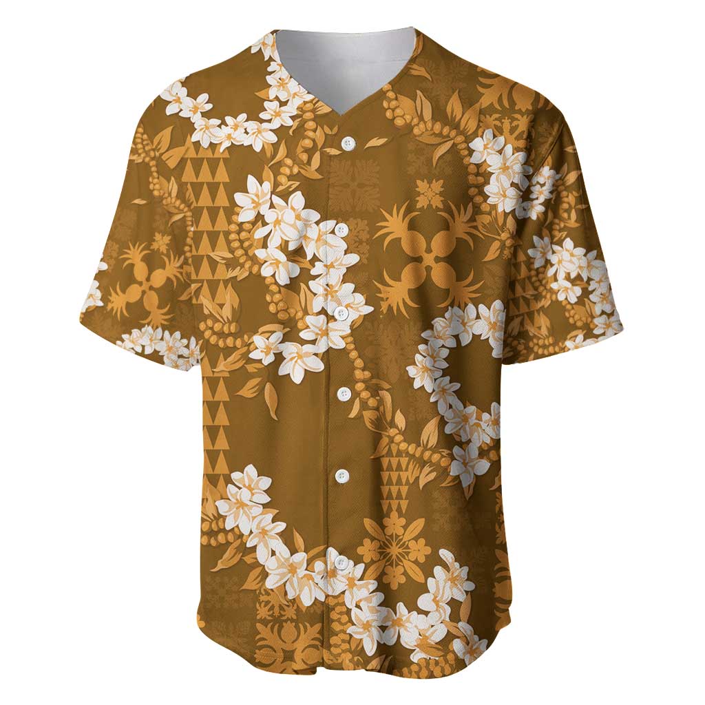 Mokihana Maile and Ilima Leis Baseball Jersey Alani Hawaiian Tapa Quilt Pattern - Polynesian Pride