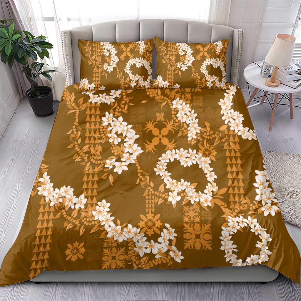 Mokihana Maile and Ilima Leis Bedding Set Alani Hawaiian Tapa Quilt Pattern - Polynesian Pride
