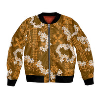 Mokihana Maile and Ilima Leis Bomber Jacket Alani Hawaiian Tapa Quilt Pattern - Polynesian Pride