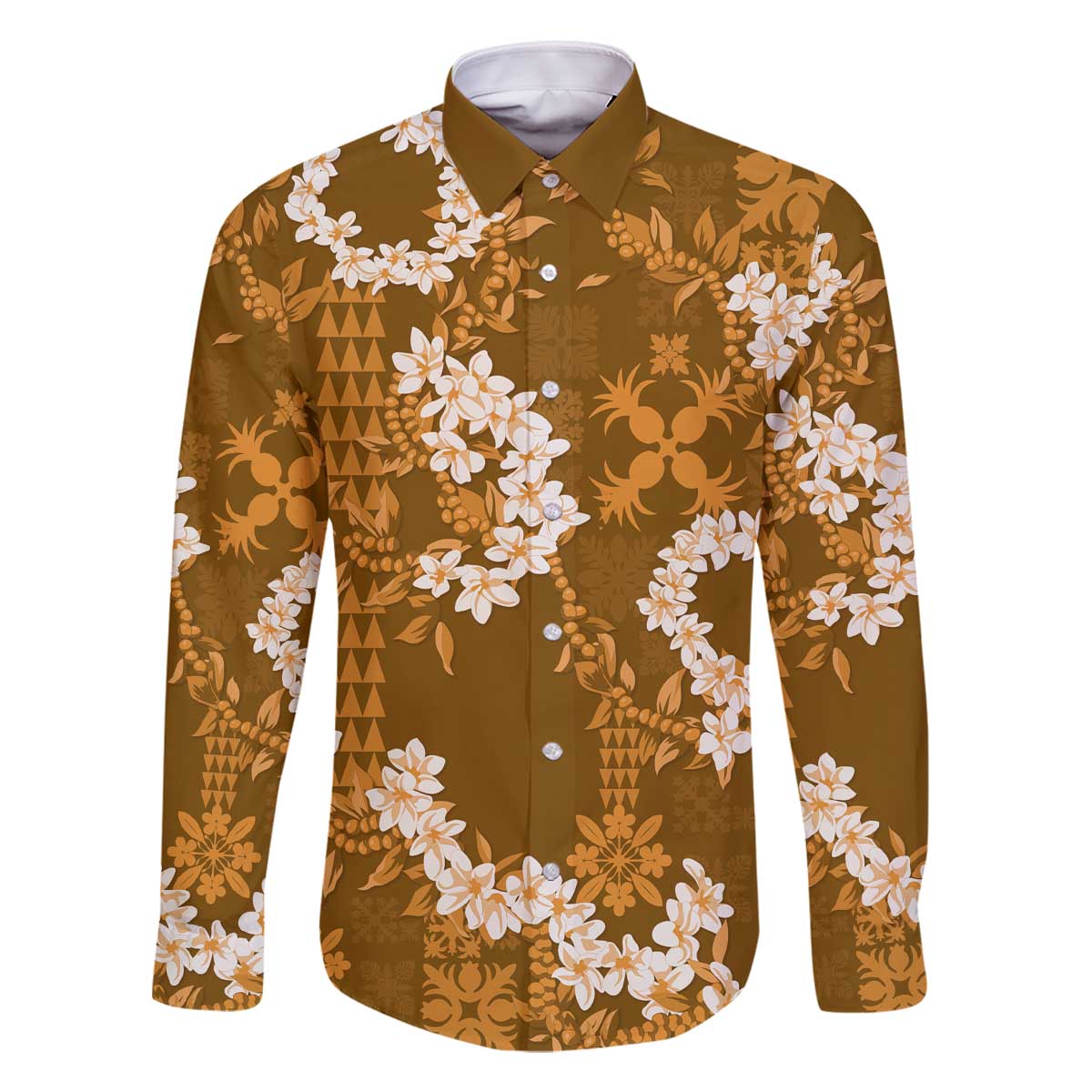 Mokihana Maile and Ilima Leis Family Matching Off The Shoulder Long Sleeve Dress and Hawaiian Shirt Alani Hawaiian Tapa Quilt Pattern - Polynesian Pride