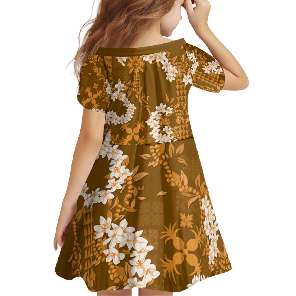 Mokihana Maile and Ilima Leis Family Matching Short Sleeve Bodycon Dress and Hawaiian Shirt Alani Hawaiian Tapa Quilt Pattern - Polynesian Pride