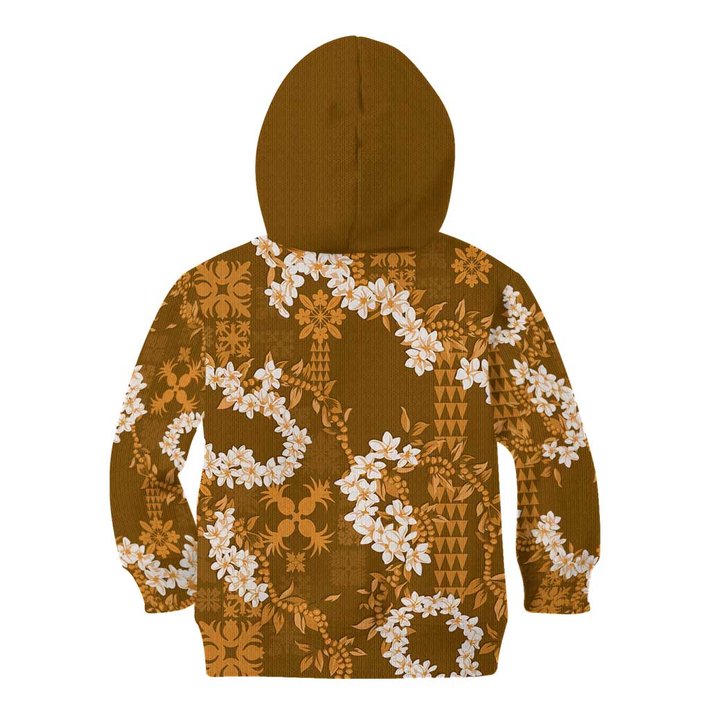 Mokihana Maile and Ilima Leis Kid Hoodie Alani Hawaiian Tapa Quilt Pattern - Polynesian Pride