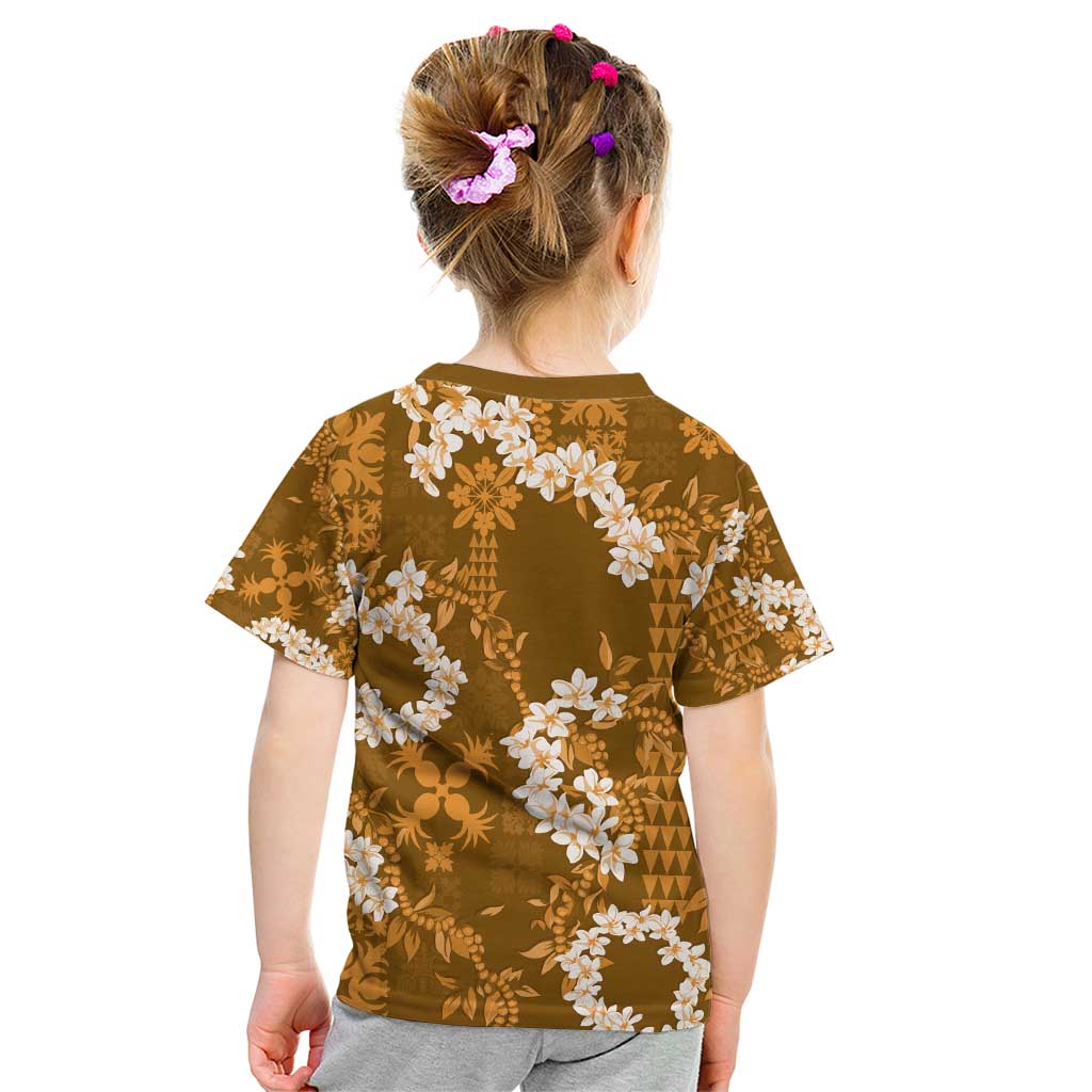 Mokihana Maile and Ilima Leis Kid T Shirt Alani Hawaiian Tapa Quilt Pattern - Polynesian Pride