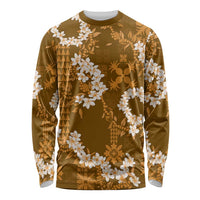Mokihana Maile and Ilima Leis Long Sleeve Shirt Alani Hawaiian Tapa Quilt Pattern - Polynesian Pride