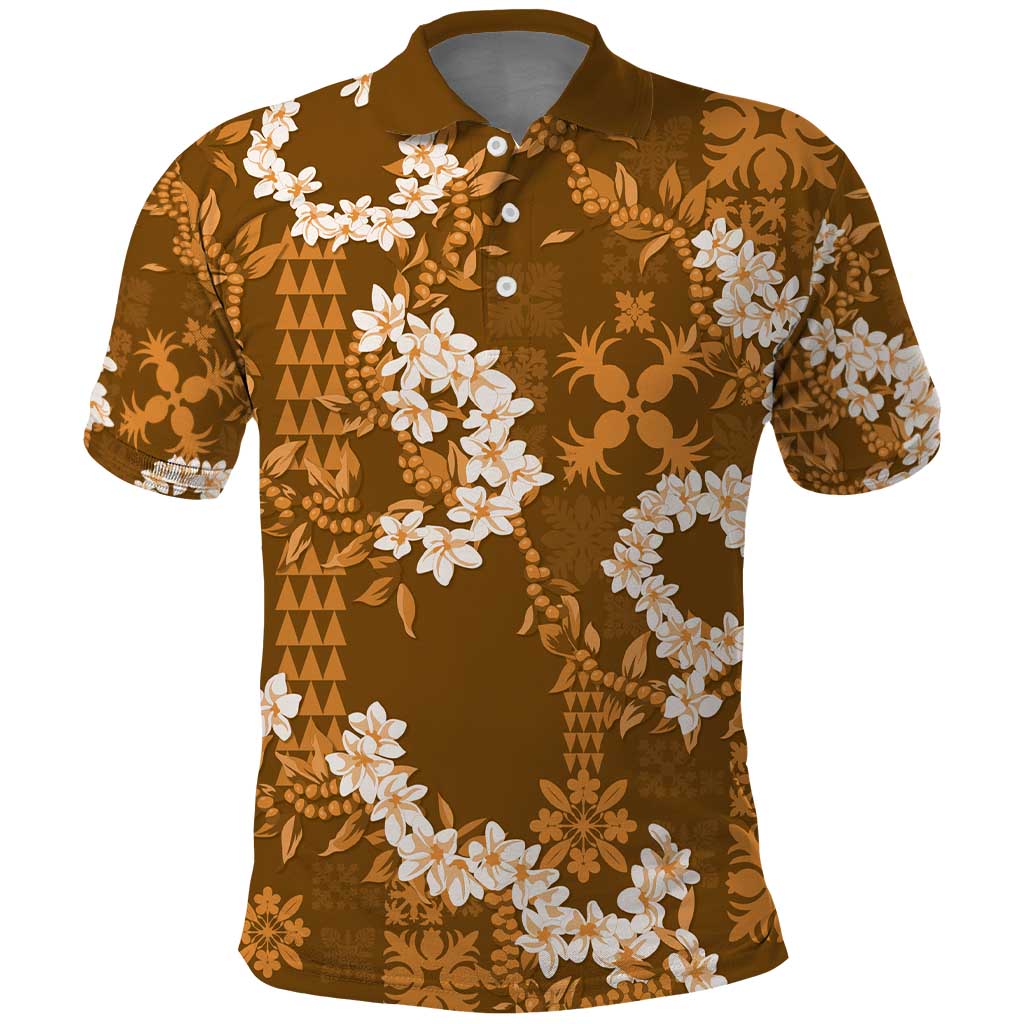 Mokihana Maile and Ilima Leis Polo Shirt Alani Hawaiian Tapa Quilt Pattern - Polynesian Pride