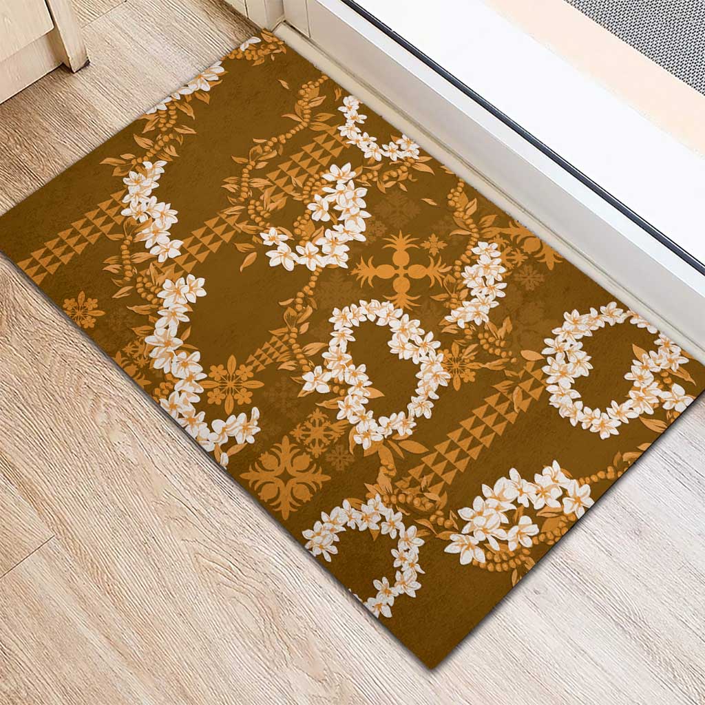 Mokihana Maile and Ilima Leis Rubber Doormat Alani Hawaiian Tapa Quilt Pattern - Polynesian Pride