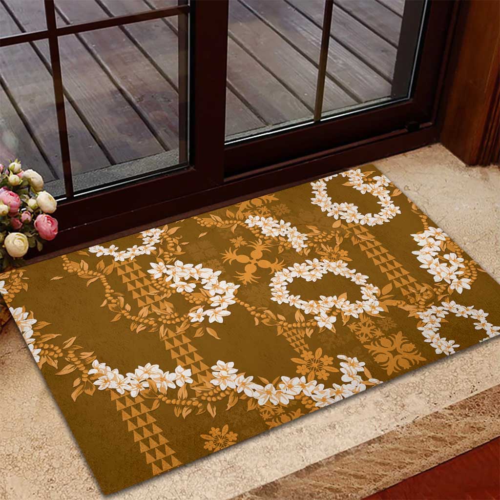 Mokihana Maile and Ilima Leis Rubber Doormat Alani Hawaiian Tapa Quilt Pattern - Polynesian Pride