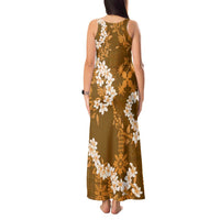 Mokihana Maile and Ilima Leis Tank Maxi Dress Alani Hawaiian Tapa Quilt Pattern - Polynesian Pride