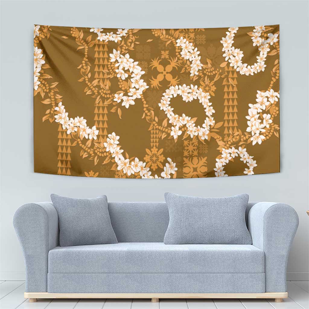 Mokihana Maile and Ilima Leis Tapestry Alani Hawaiian Tapa Quilt Pattern - Polynesian Pride