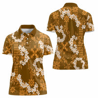 Mokihana Maile and Ilima Leis Women Polo Shirt Alani Hawaiian Tapa Quilt Pattern - Polynesian Pride