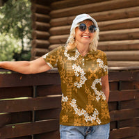 Mokihana Maile and Ilima Leis Women Polo Shirt Alani Hawaiian Tapa Quilt Pattern - Polynesian Pride