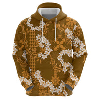 Mokihana Maile and Ilima Leis Zip Hoodie Alani Hawaiian Tapa Quilt Pattern - Polynesian Pride