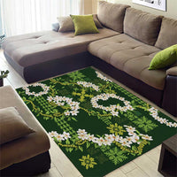 Mokihana Maile and Ilima Leis Area Rug Omaʻomaʻo Hawaiian Tapa Quilt Pattern - Polynesian Pride