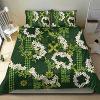 Mokihana Maile and Ilima Leis Bedding Set Omaʻomaʻo Hawaiian Tapa Quilt Pattern - Polynesian Pride