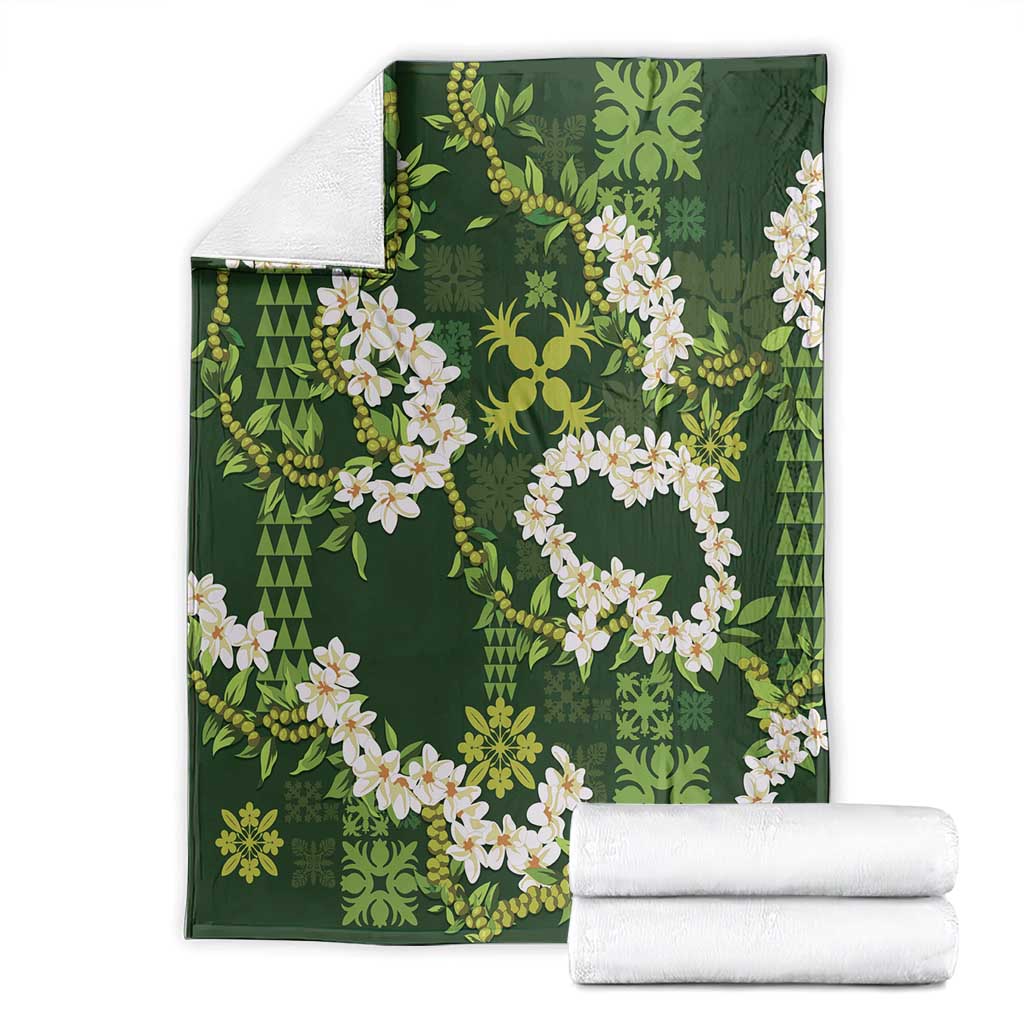 Mokihana Maile and Ilima Leis Blanket Omaʻomaʻo Hawaiian Tapa Quilt Pattern - Polynesian Pride