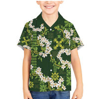 Mokihana Maile and Ilima Leis Family Matching Mermaid Dress and Hawaiian Shirt Omaʻomaʻo Hawaiian Tapa Quilt Pattern - Polynesian Pride