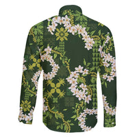 Mokihana Maile and Ilima Leis Family Matching Off Shoulder Short Dress and Hawaiian Shirt Omaʻomaʻo Hawaiian Tapa Quilt Pattern - Polynesian Pride