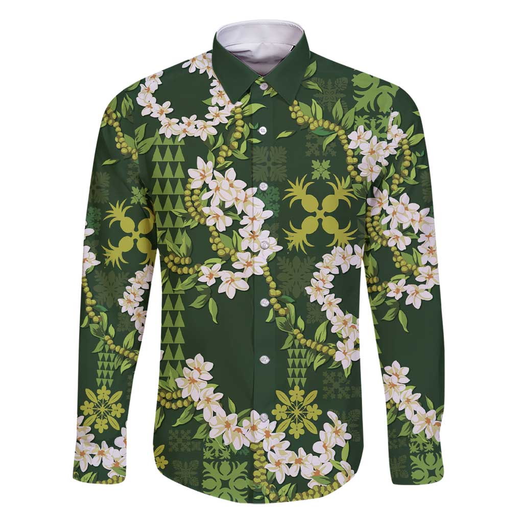 Mokihana Maile and Ilima Leis Family Matching Short Sleeve Bodycon Dress and Hawaiian Shirt Omaʻomaʻo Hawaiian Tapa Quilt Pattern - Polynesian Pride