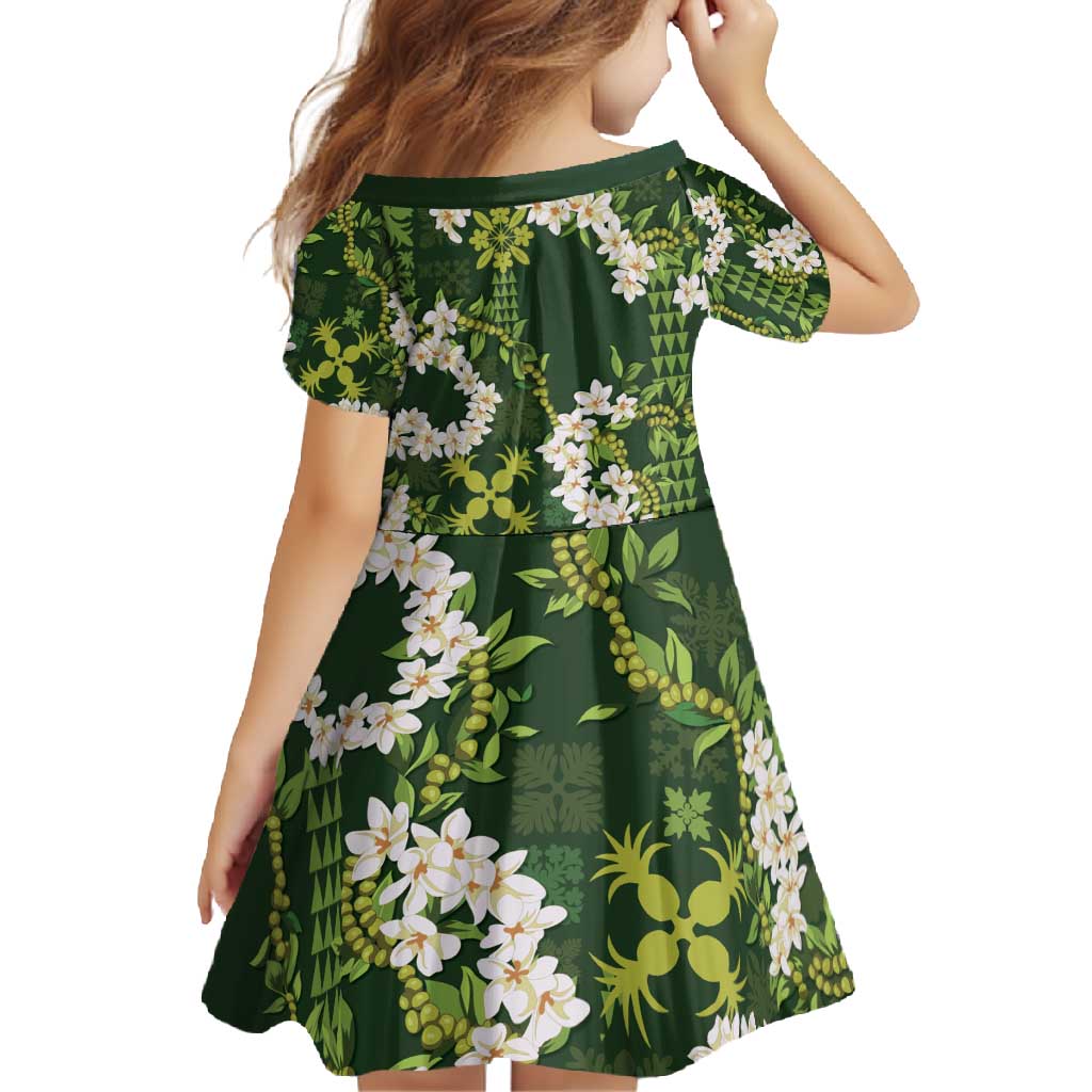 Mokihana Maile and Ilima Leis Family Matching Summer Maxi Dress and Hawaiian Shirt Omaʻomaʻo Hawaiian Tapa Quilt Pattern - Polynesian Pride