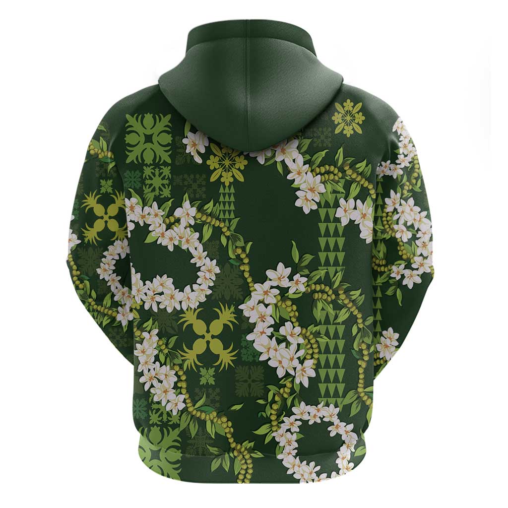 Mokihana Maile and Ilima Leis Hoodie Omaʻomaʻo Hawaiian Tapa Quilt Pattern - Polynesian Pride