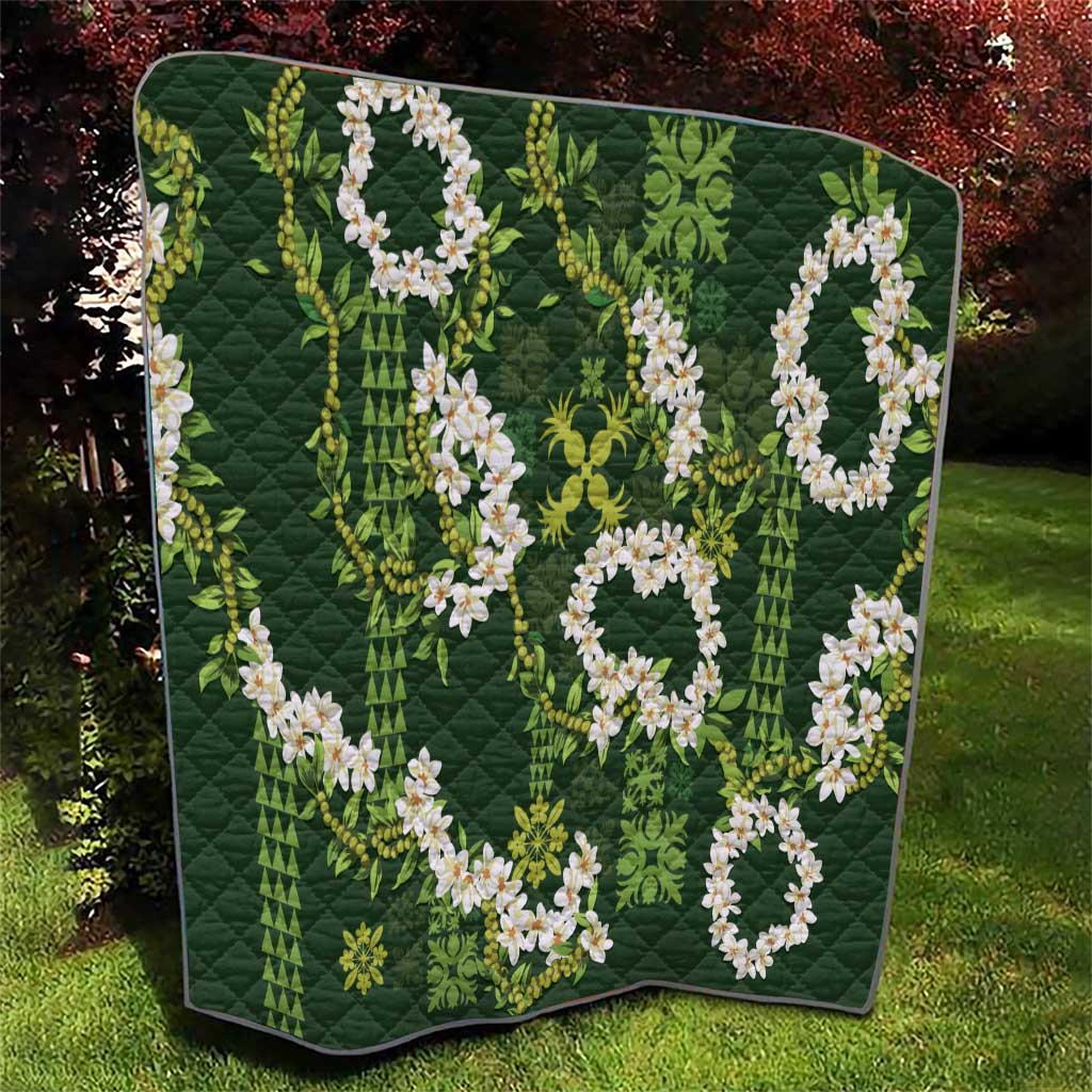 Mokihana Maile and Ilima Leis Quilt Omaʻomaʻo Hawaiian Tapa Quilt Pattern - Polynesian Pride