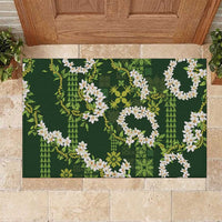 Mokihana Maile and Ilima Leis Rubber Doormat Omaʻomaʻo Hawaiian Tapa Quilt Pattern - Polynesian Pride