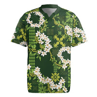Mokihana Maile and Ilima Leis Rugby Jersey Omaʻomaʻo Hawaiian Tapa Quilt Pattern - Polynesian Pride