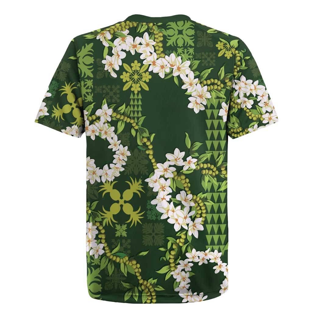 Mokihana Maile and Ilima Leis Rugby Jersey Omaʻomaʻo Hawaiian Tapa Quilt Pattern - Polynesian Pride