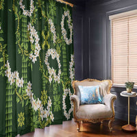 Mokihana Maile and Ilima Leis Window Curtain Omaʻomaʻo Hawaiian Tapa Quilt Pattern - Polynesian Pride