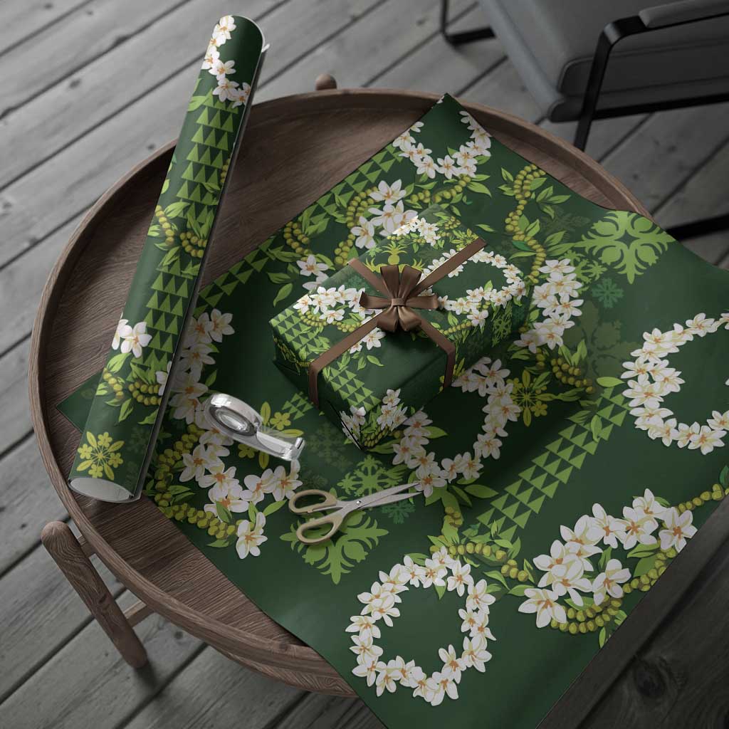 Mokihana Maile and Ilima Leis Wrapping Paper Omaʻomaʻo Hawaiian Tapa Quilt Pattern - Polynesian Pride