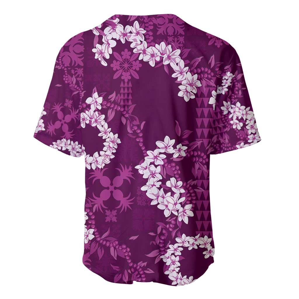 Mokihana Maile and Ilima Leis Baseball Jersey Akala Hawaiian Tapa Quilt Pattern - Polynesian Pride