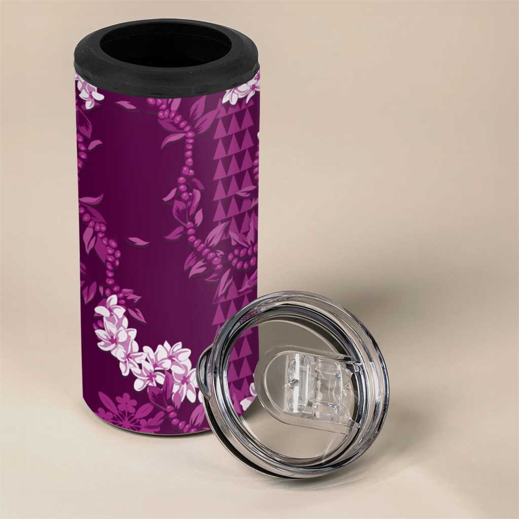 Mokihana Maile and Ilima Leis 4 in 1 Can Cooler Tumbler Akala Hawaiian Tapa Quilt Pattern - Polynesian Pride