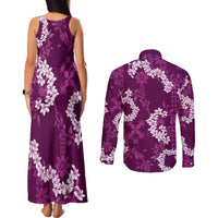 Mokihana Maile and Ilima Leis Couples Matching Tank Maxi Dress and Long Sleeve Button Shirt Akala Hawaiian Tapa Quilt Pattern - Polynesian Pride