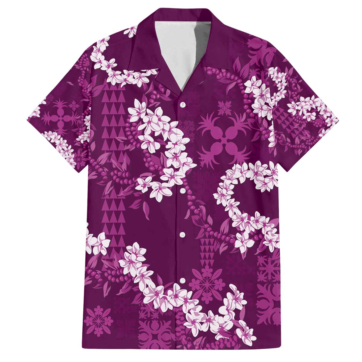 Mokihana Maile and Ilima Leis Family Matching Off The Shoulder Long Sleeve Dress and Hawaiian Shirt Akala Hawaiian Tapa Quilt Pattern - Polynesian Pride