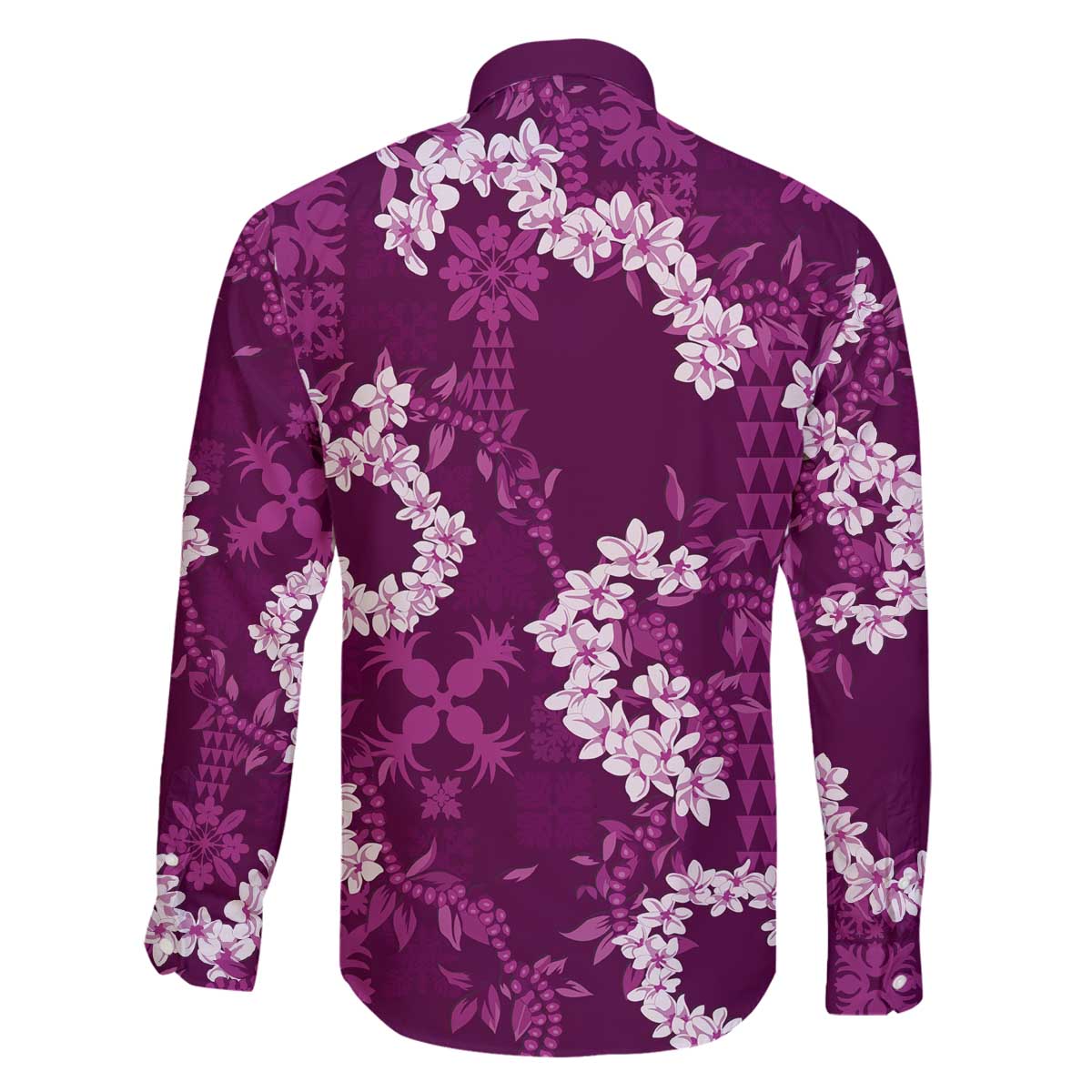 Mokihana Maile and Ilima Leis Family Matching Off The Shoulder Long Sleeve Dress and Hawaiian Shirt Akala Hawaiian Tapa Quilt Pattern - Polynesian Pride