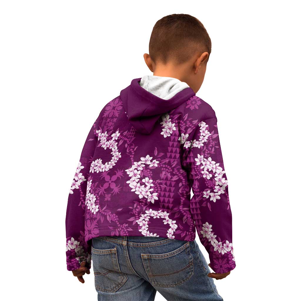 Mokihana Maile and Ilima Leis Kid Hoodie Akala Hawaiian Tapa Quilt Pattern - Polynesian Pride
