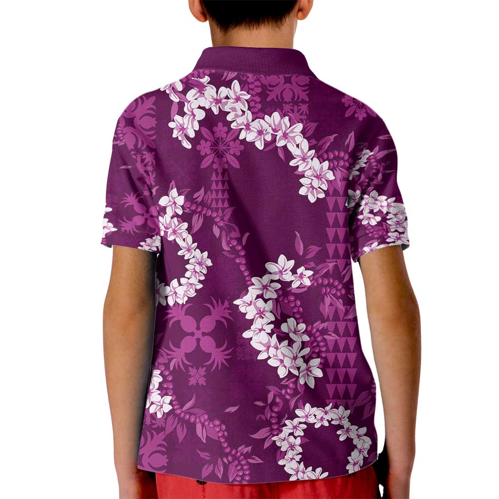 Mokihana Maile and Ilima Leis Kid Polo Shirt Akala Hawaiian Tapa Quilt Pattern - Polynesian Pride