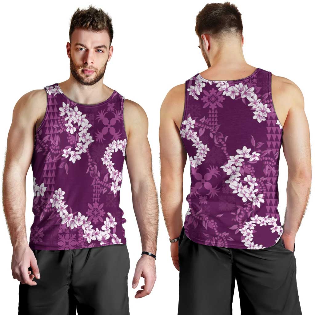 Mokihana Maile and Ilima Leis Men Tank Top Akala Hawaiian Tapa Quilt Pattern - Polynesian Pride