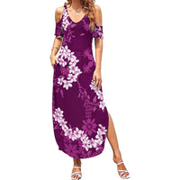 Mokihana Maile and Ilima Leis Summer Maxi Dress Akala Hawaiian Tapa Quilt Pattern - Polynesian Pride