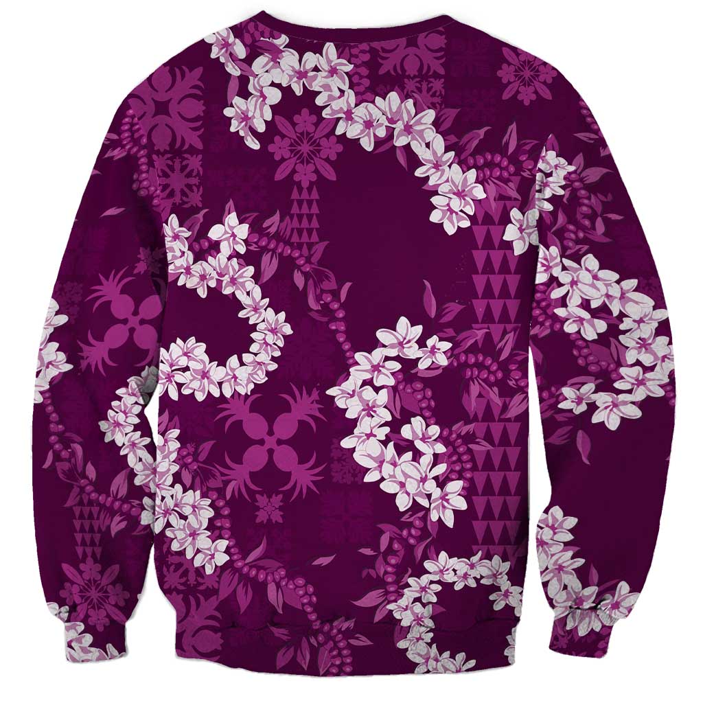 Mokihana Maile and Ilima Leis Sweatshirt Akala Hawaiian Tapa Quilt Pattern - Polynesian Pride