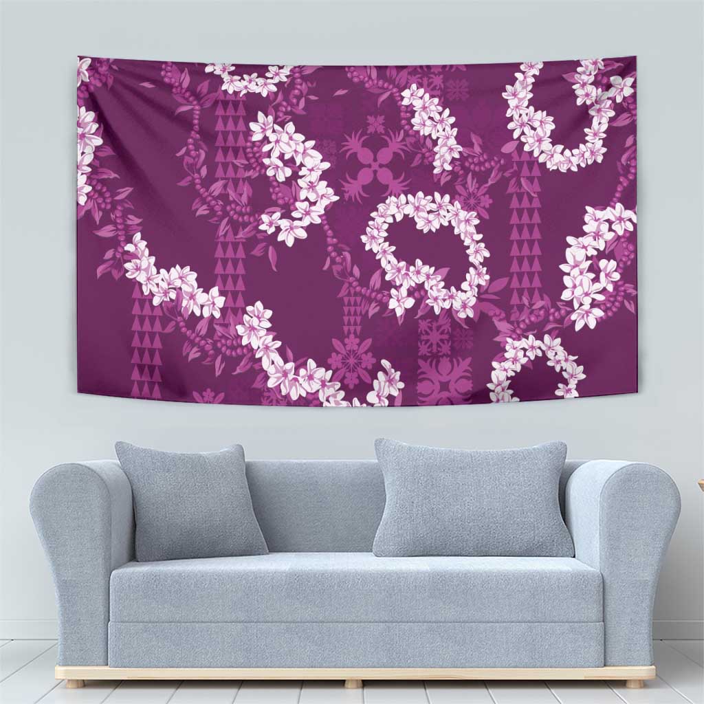 Mokihana Maile and Ilima Leis Tapestry Akala Hawaiian Tapa Quilt Pattern - Polynesian Pride