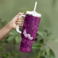 Mokihana Maile and Ilima Leis Tumbler With Handle Akala Hawaiian Tapa Quilt Pattern - Polynesian Pride