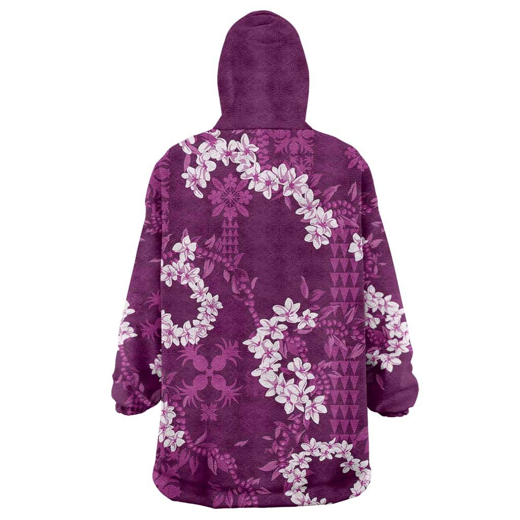 Mokihana Maile and Ilima Leis Wearable Blanket Hoodie Akala Hawaiian Tapa Quilt Pattern - Polynesian Pride