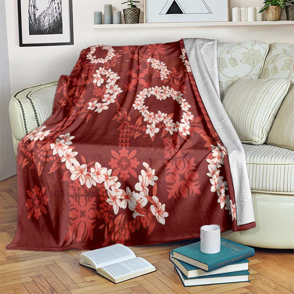 Mokihana Maile and Ilima Leis Blanket Ulaʻula Hawaiian Tapa Quilt Pattern - Polynesian Pride