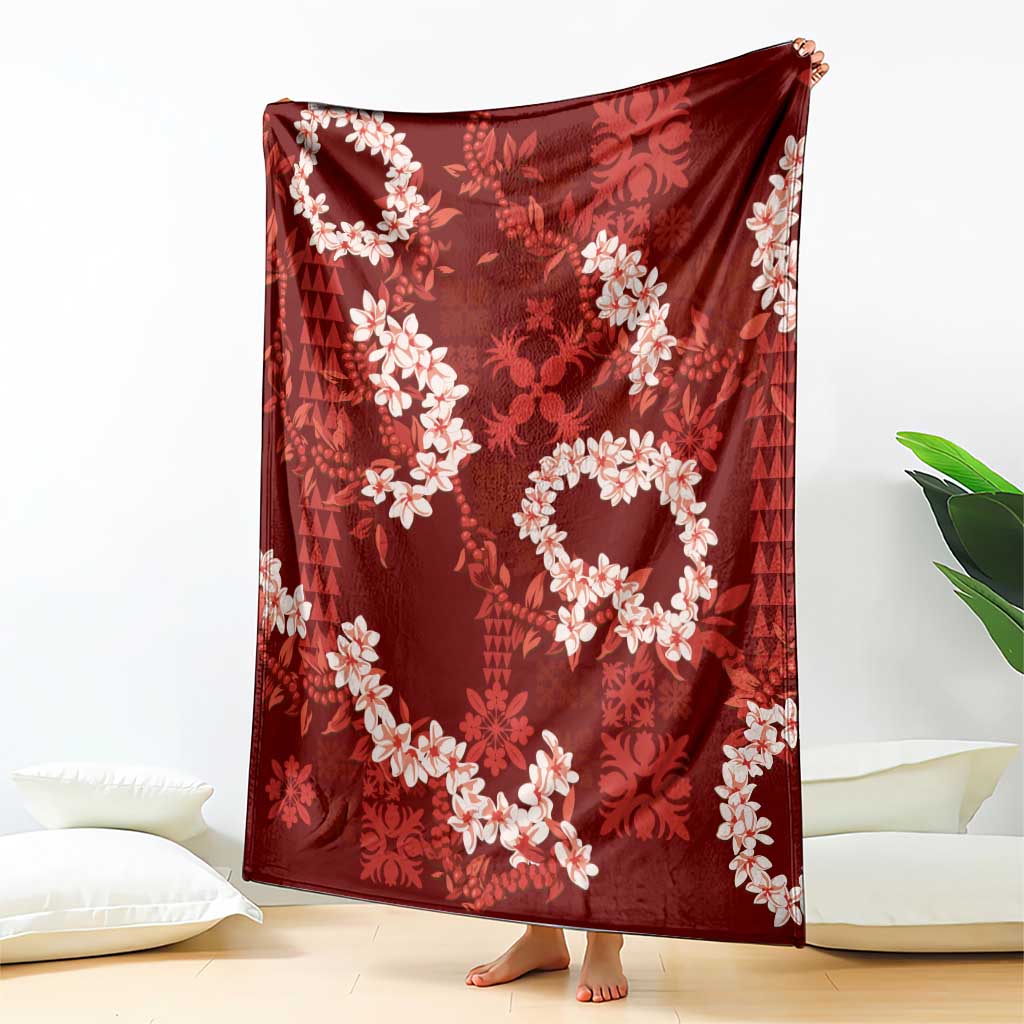 Mokihana Maile and Ilima Leis Blanket Ulaʻula Hawaiian Tapa Quilt Pattern - Polynesian Pride